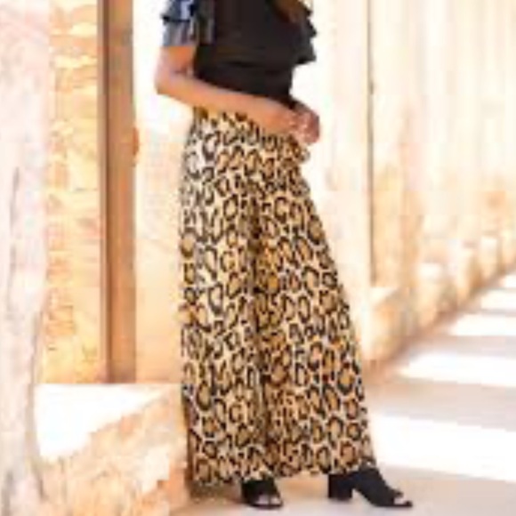 Cato Pants - Cato Leopard Print Wide Leg High Rise Pants